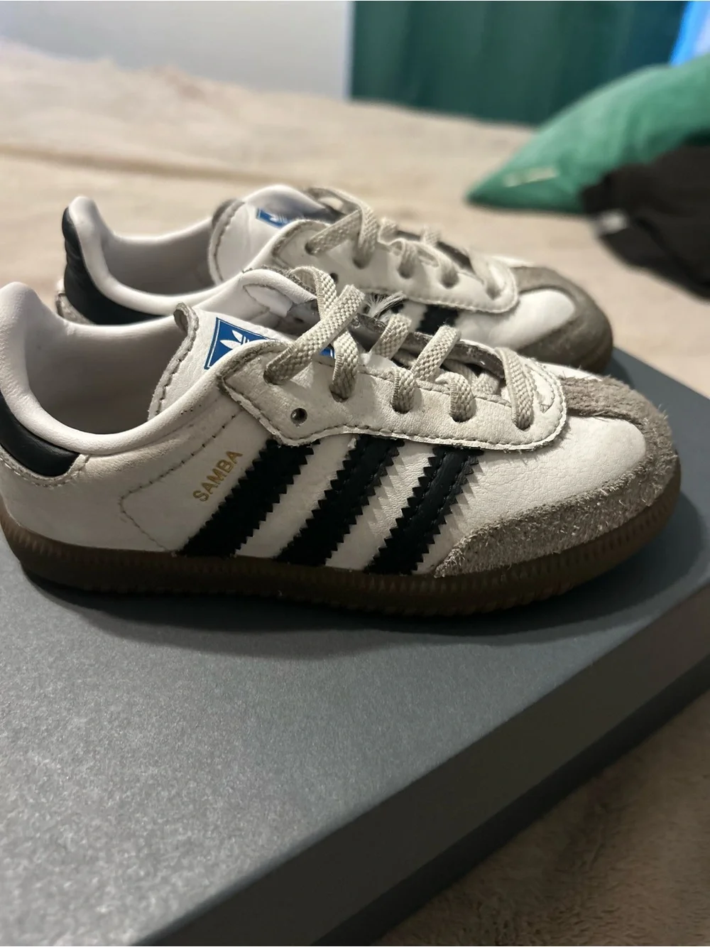 adidas Kids Samba Sneakers in White, Black, Gum